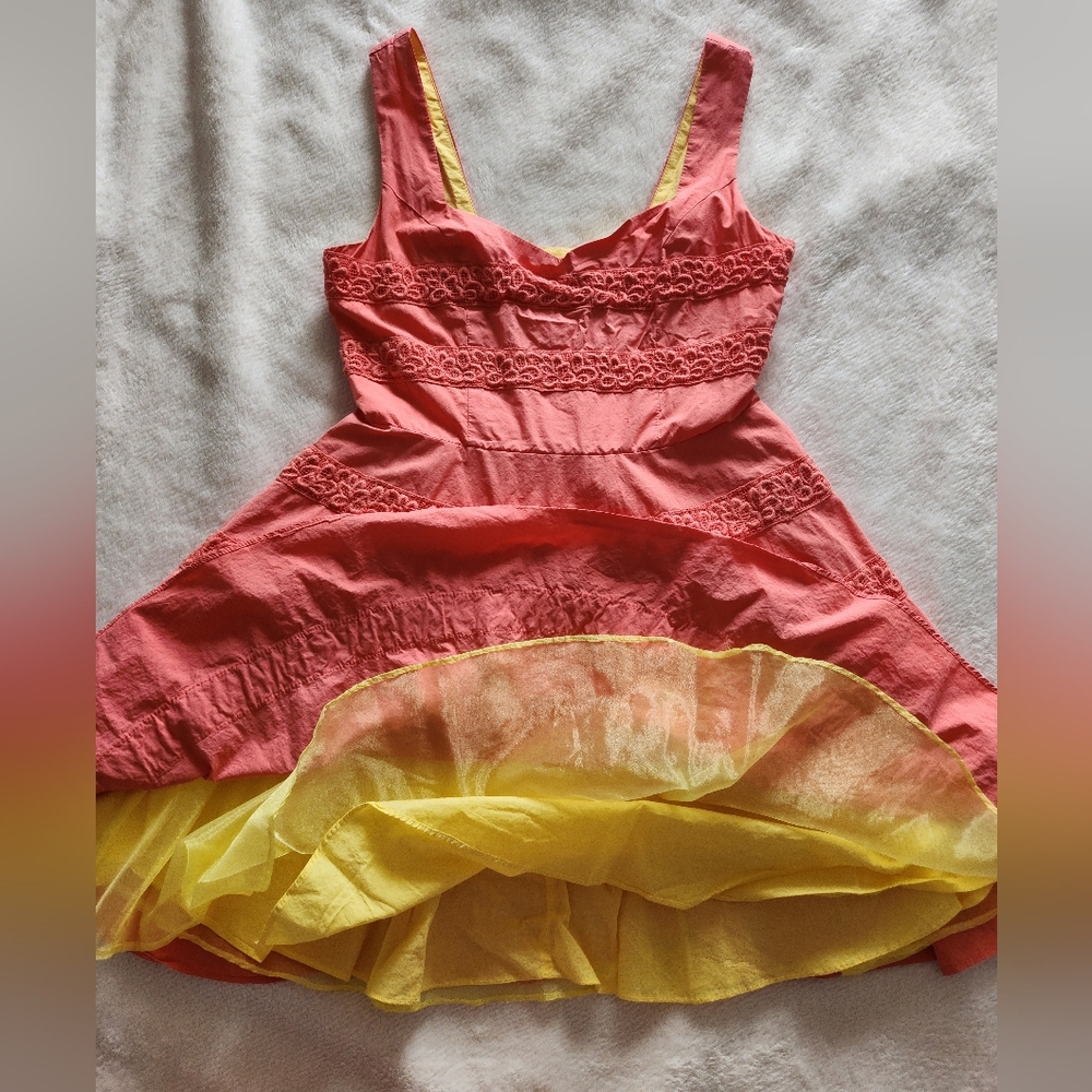 Minuet Coral Pink Flared mini dress size Medium